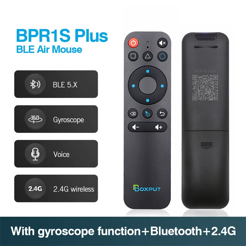 BOXPUT BPR1S Plus Bluetooth 5.0 Remote Control TV Box Air mouse 2.4G with Gyroscope Voice Control IR Learning for Android TV Box