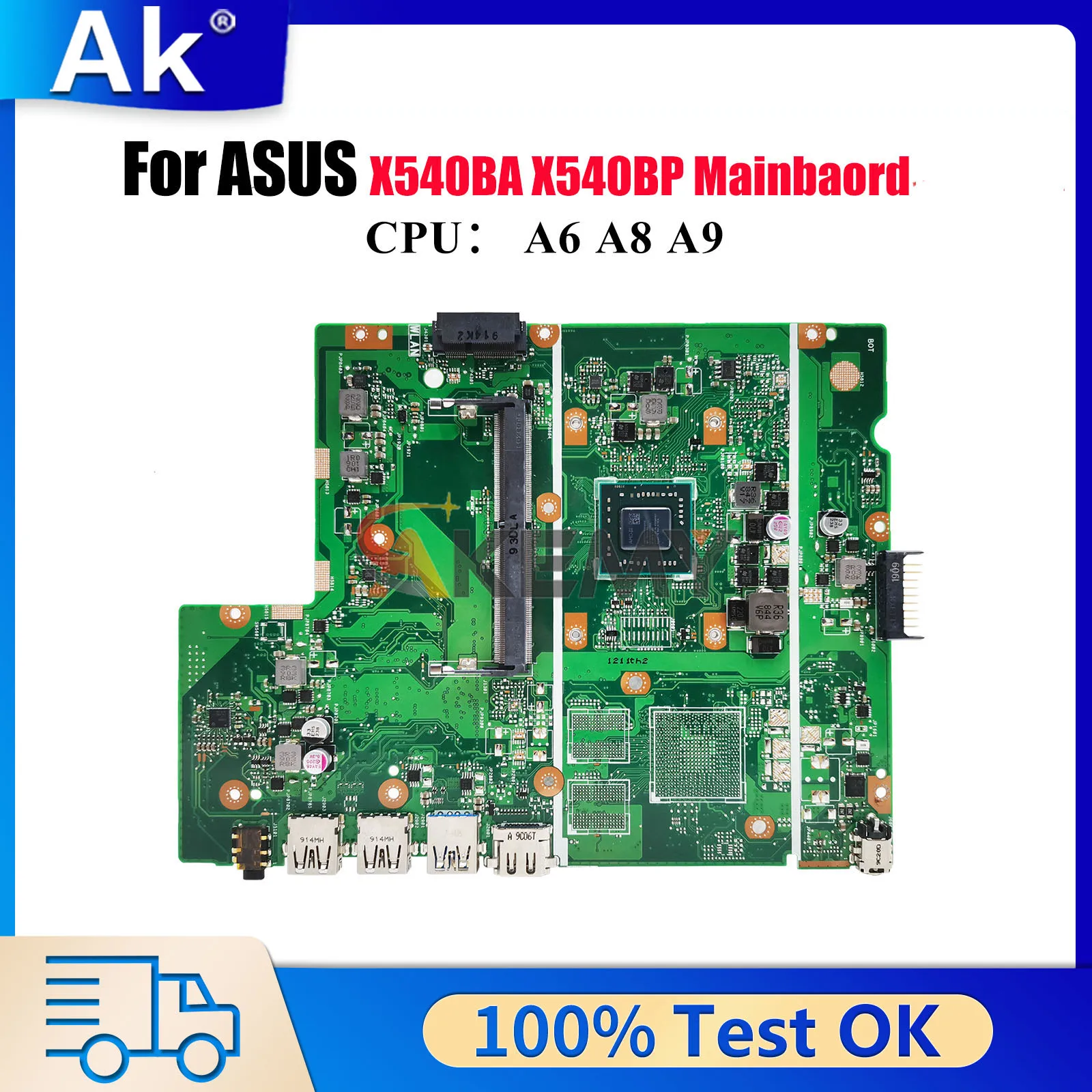 

X540BP Laptop Motherboard For ASUS VivoBook F540B X540BP D540B X540B X540BA R540B A540B Notebook Mainboard With A6 A8 A9 CPU stk