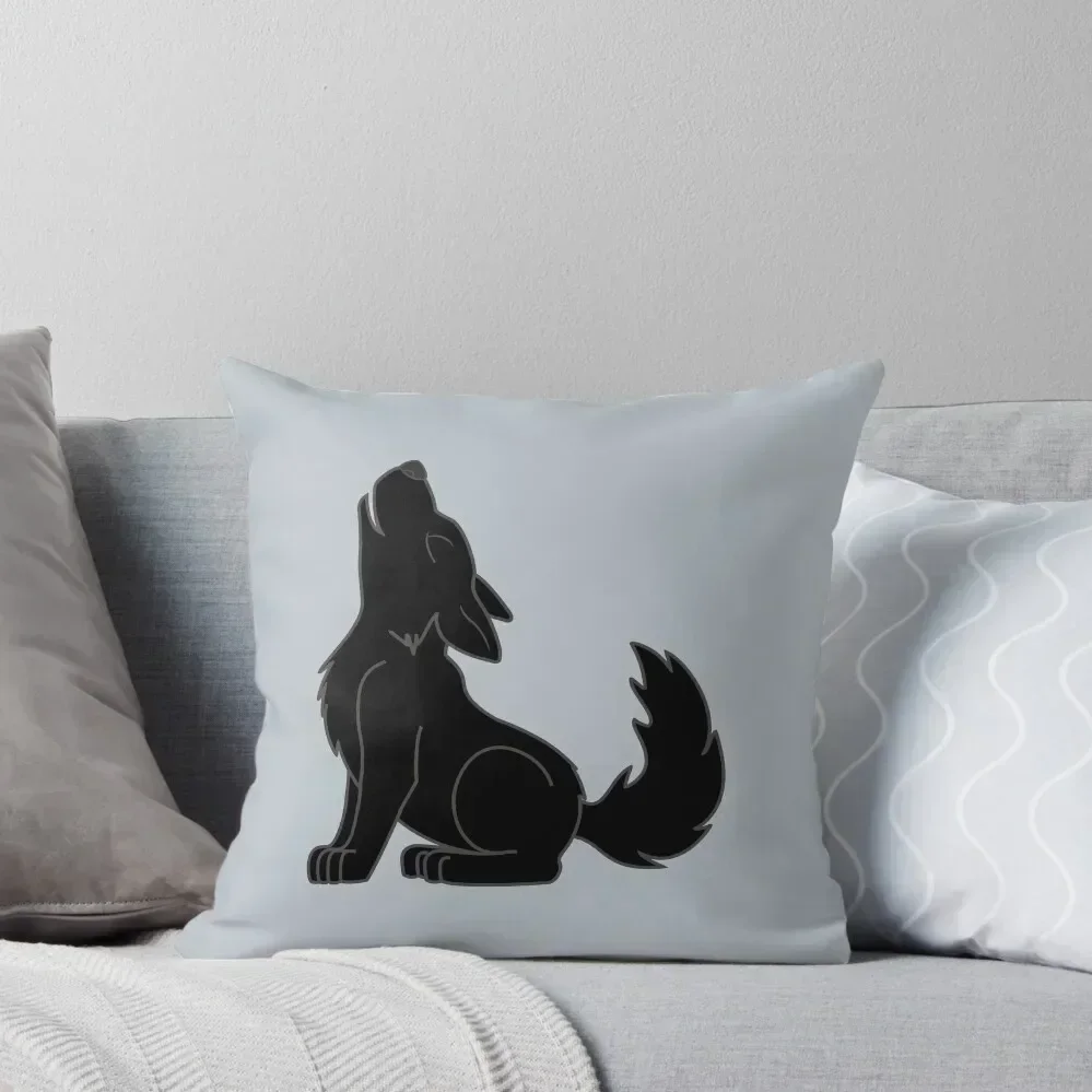 

Black Howling Wolf Pup Throw Pillow Decorative Cover For Living Room Pillowcases pillow