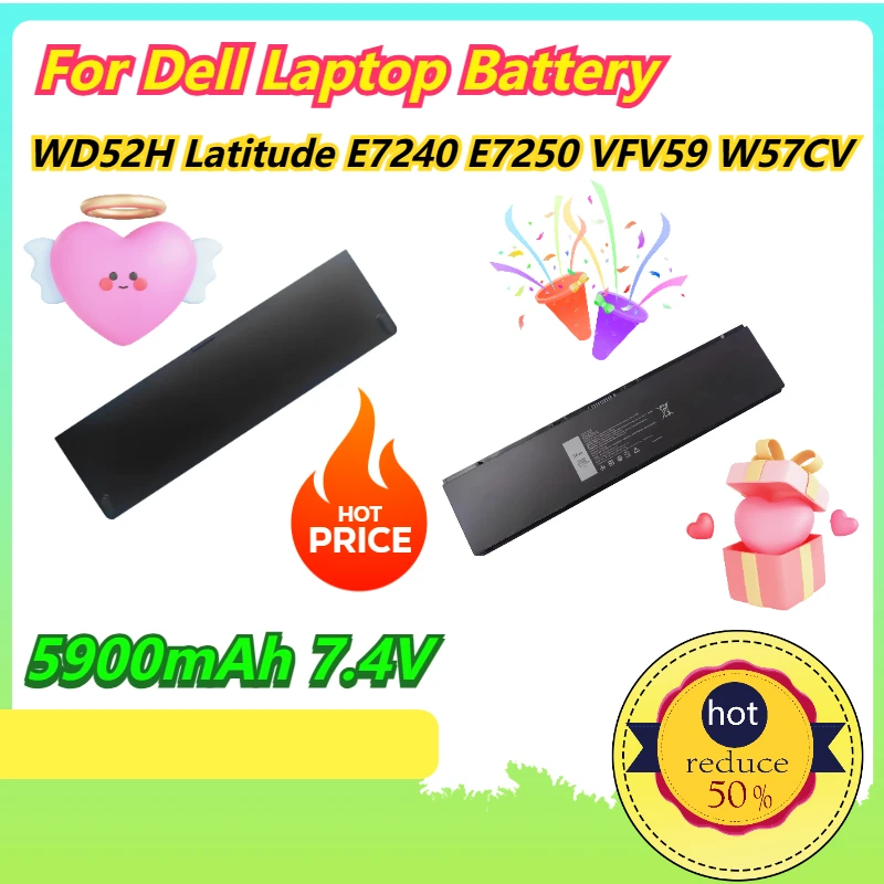 

5900 мАч 7,4 В для ноутбука Dell WD52H Latitude E7240 E7250 VFV59 W57CV