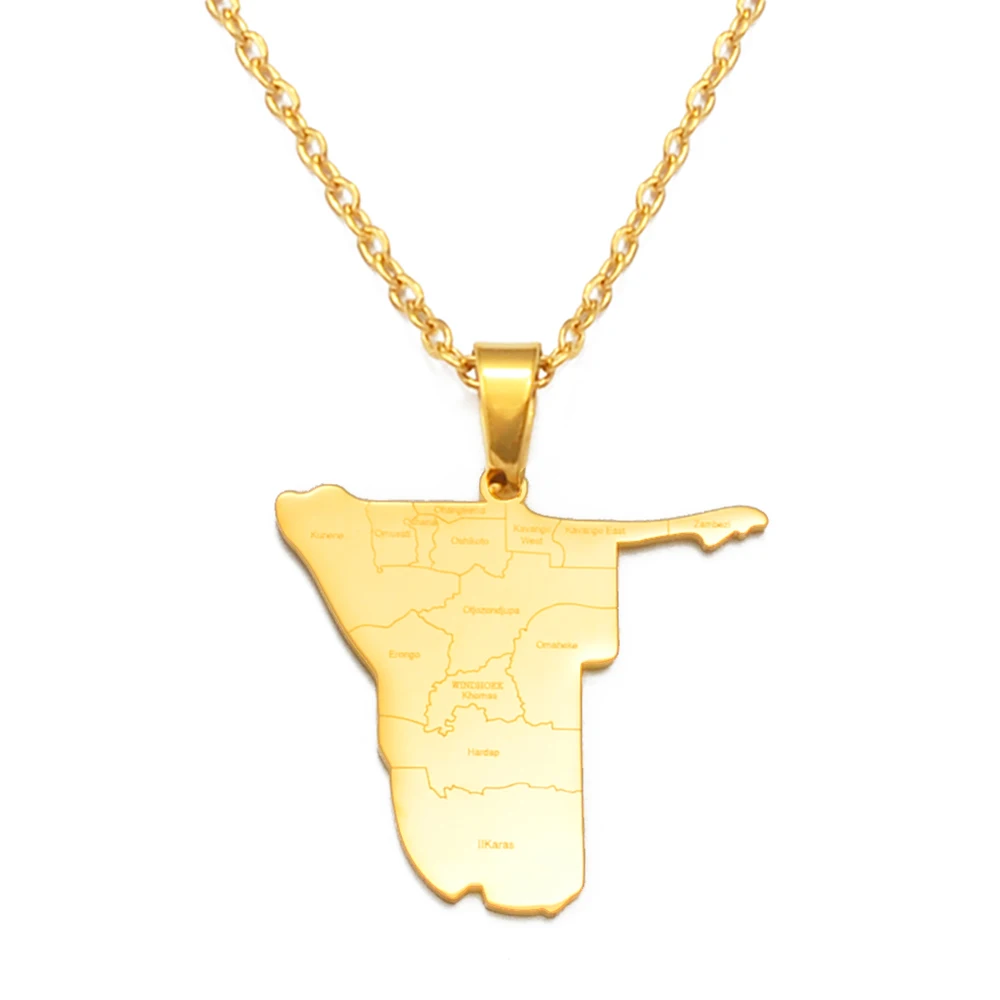 Anniyo Namibia Map With Cities Pendant Necklaces African Country Maps Jewelry Namibian @305001