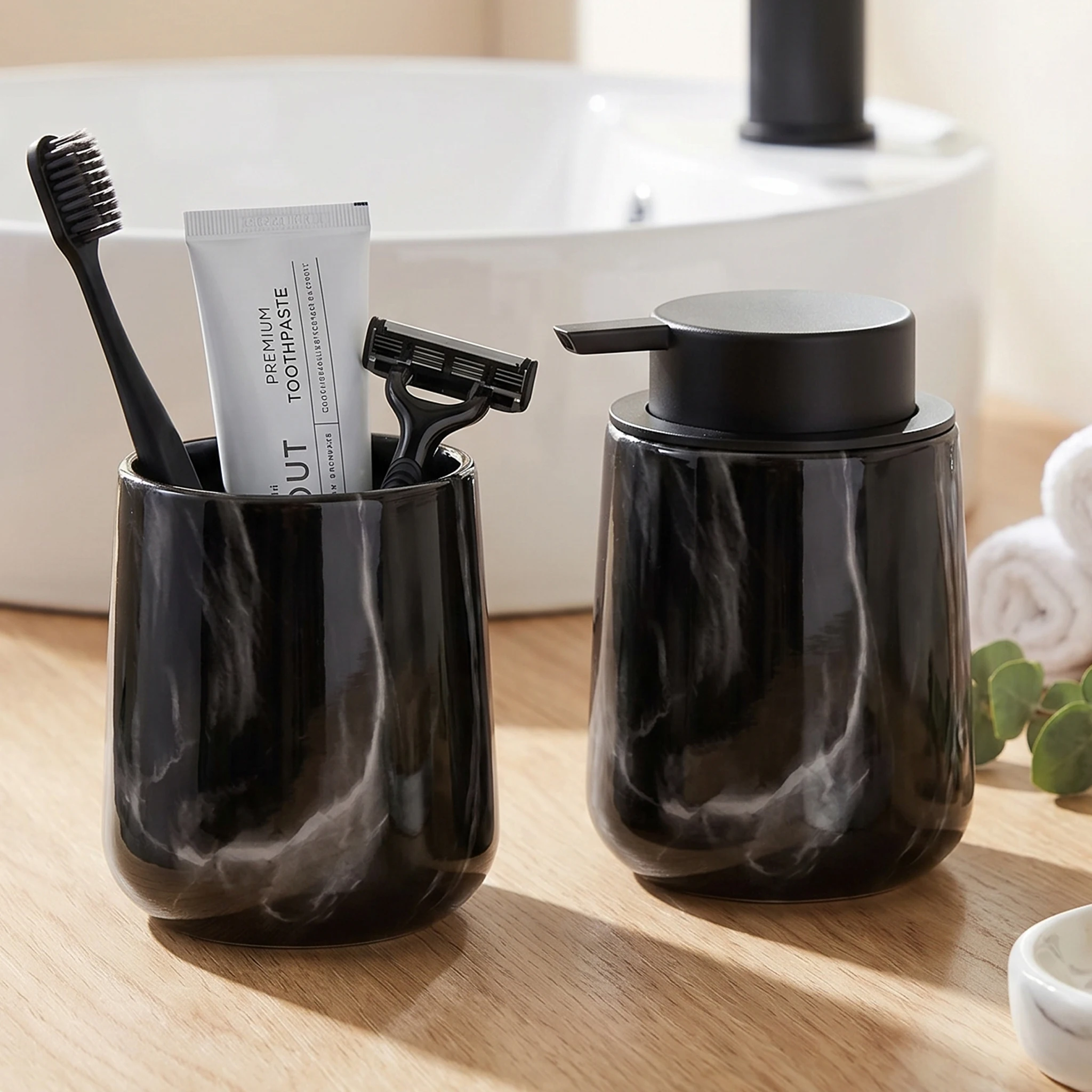 

2Pcs/set Elegant Black Marble Foaming Soap Dispenser-Refillable Foam/Lotion Hand Soap Bottle for Bathroom Kitchen Countertop Dec