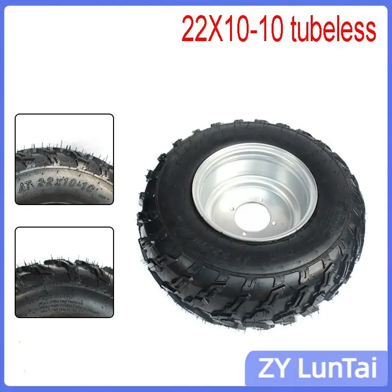 22x10-10 Tubeless Offroad Tire, 4 Ply Durable ATV UTV Replacement Tyre for Sand Mud Trail Riding