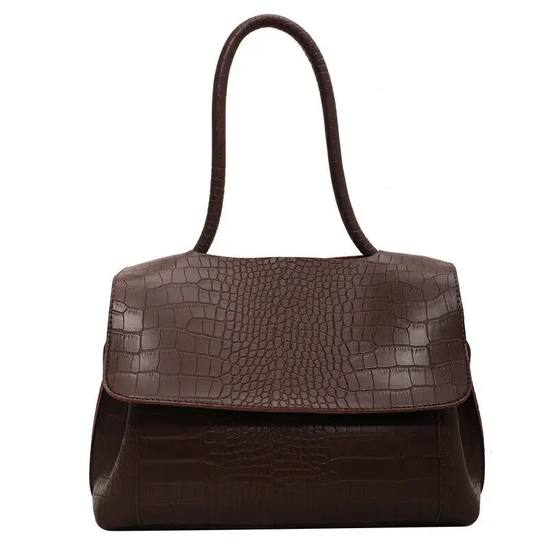 Bolsa de ombro crossbody retrô para mulheres, sacola viajante, grande capacidade, padrão crocodilo, nova, 2023