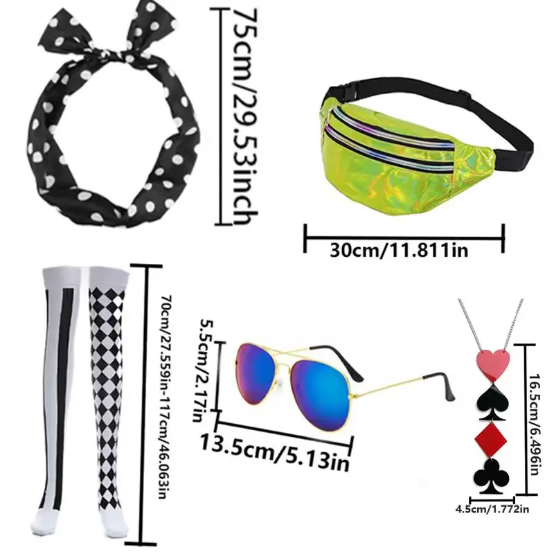 PESENAR Casino Dealer Costume Accessories Set for Women 6 Pcs Halloween Casino Night Las Vegas Game Theme Party Supply