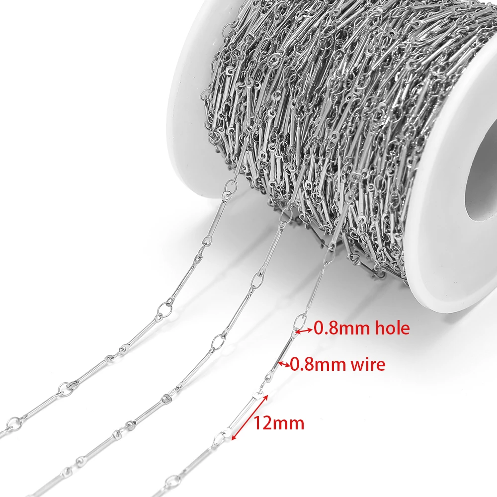 1 Meter Stainless Steel Thin Long Stick Link Chains for DIY Crafts Jewelry Earrings Making Bracelets Necklaces Anklets Findings