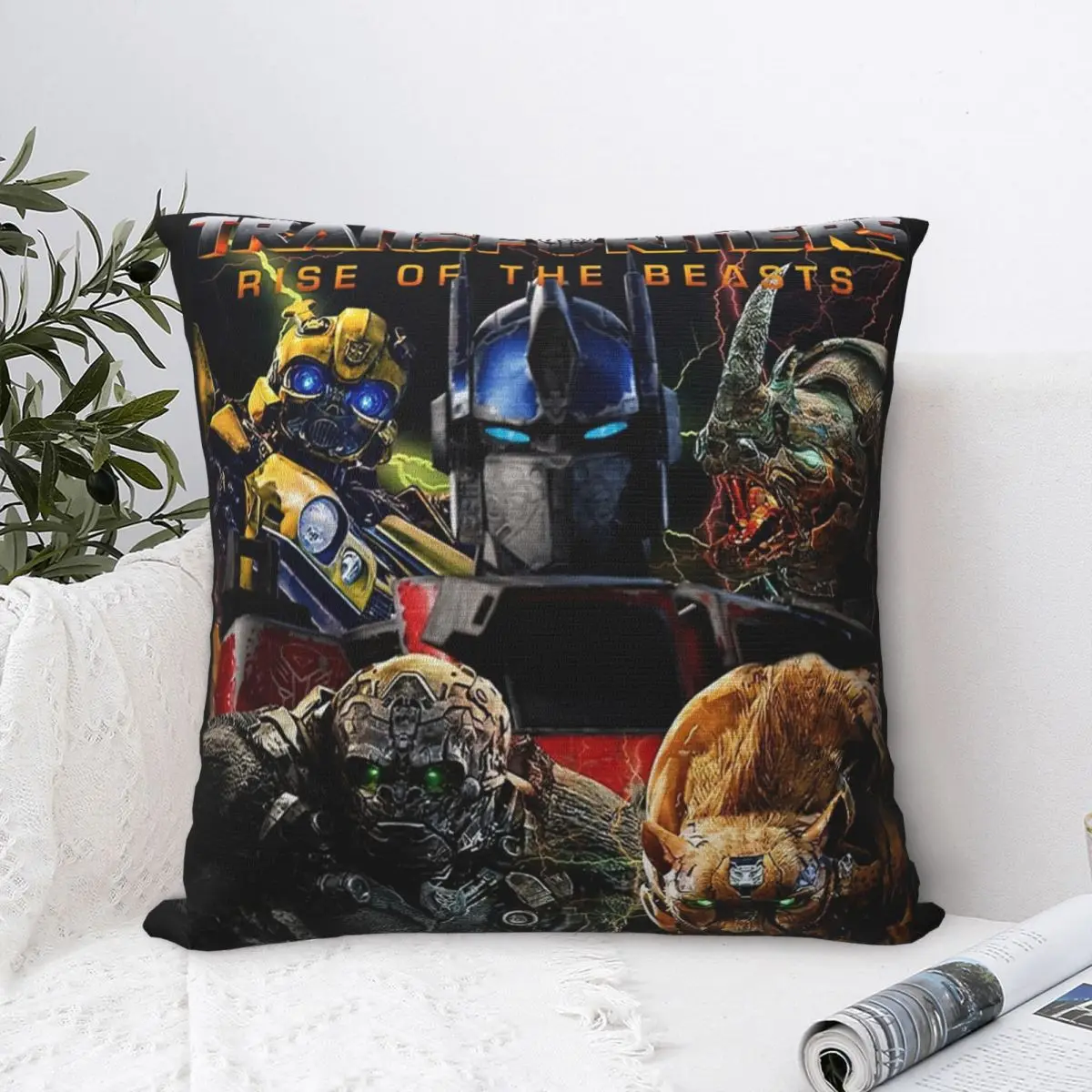 Cartoon Rise Of The Beasts Transformers Pillowcases Kawaii Print Home Sofa Throw Pillow Cover Birthday Gift for Kids