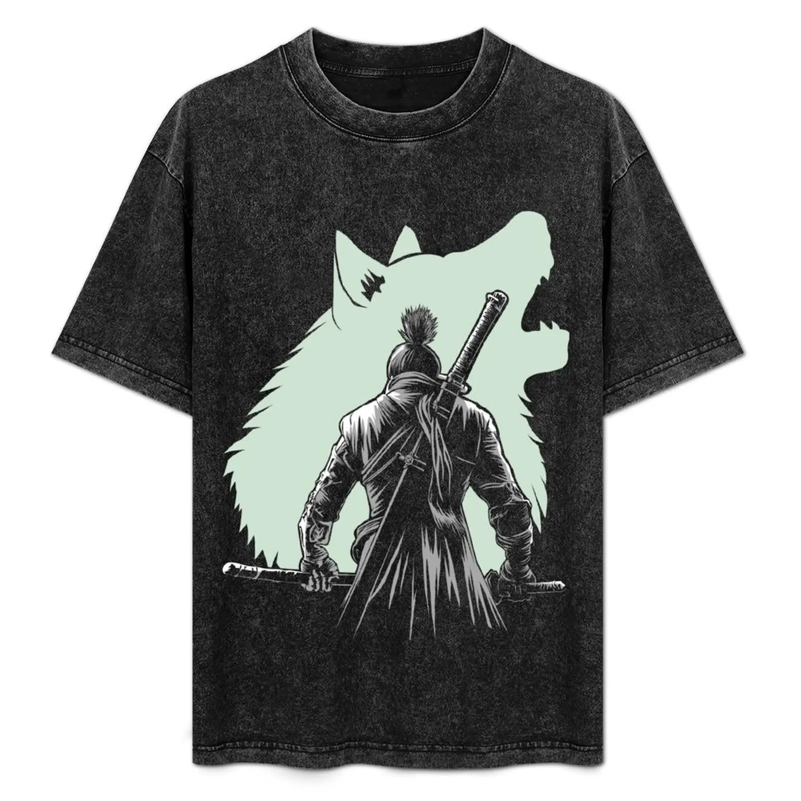 The One-armed Wolf T-Shirt blacks tees plus size clothes men t shirts high quality