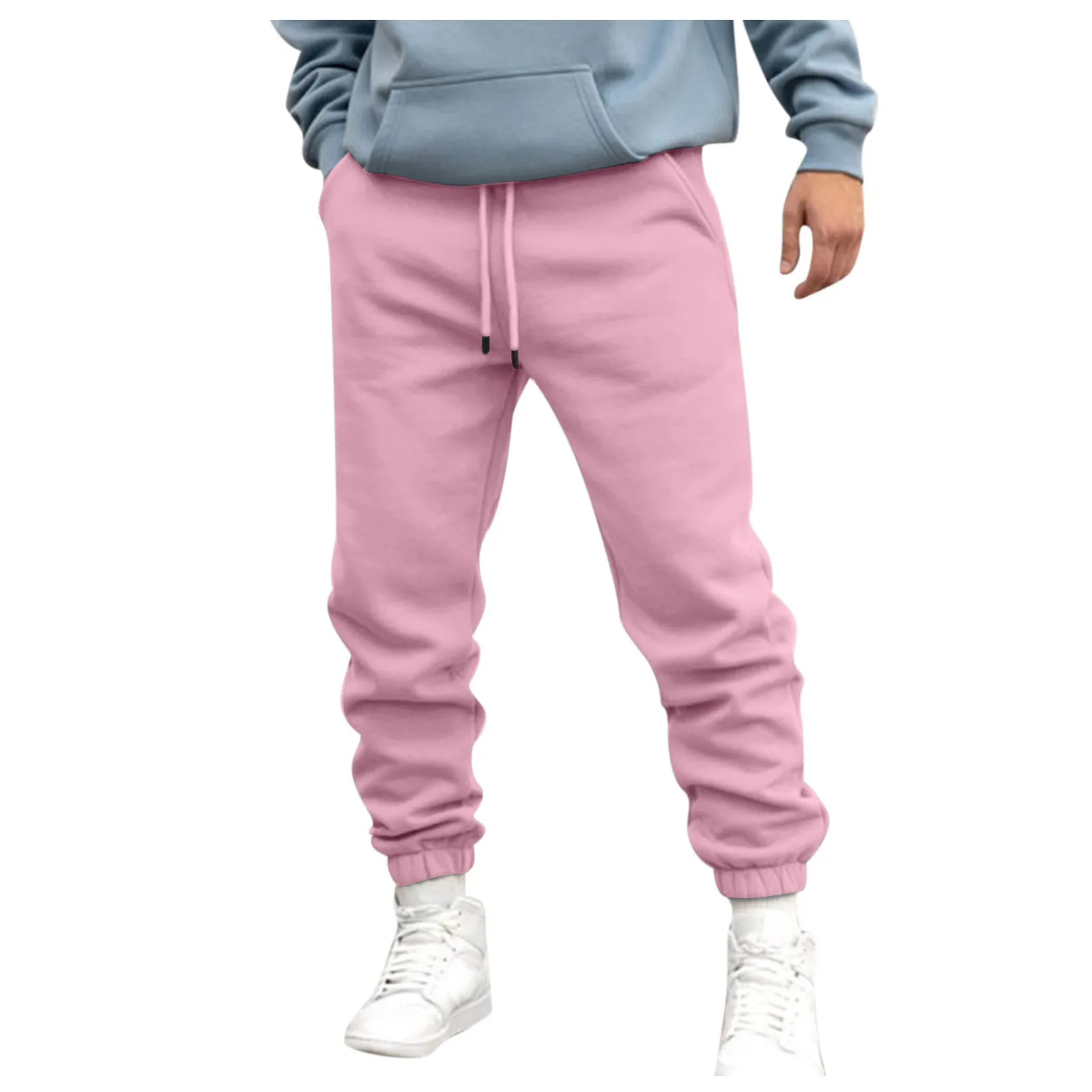 Fashion Men's Sport Solid Color Bandage Casual Loose Straightening Feet Versatile On The Streets Sweatpants Drawstring Pant