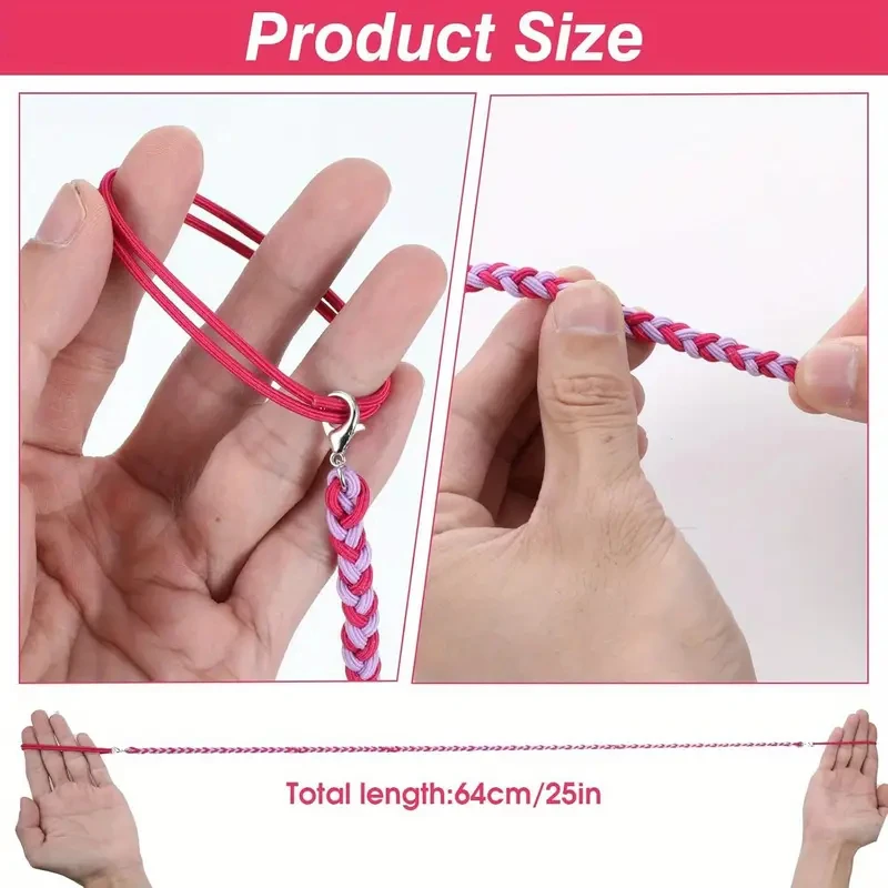Long Elastic Ponytail Holder Mixed-color Braided Hair Ties Non-slip Thick Hair Hairbands Suitable Fitness Outdoor Sports 64cm view 6