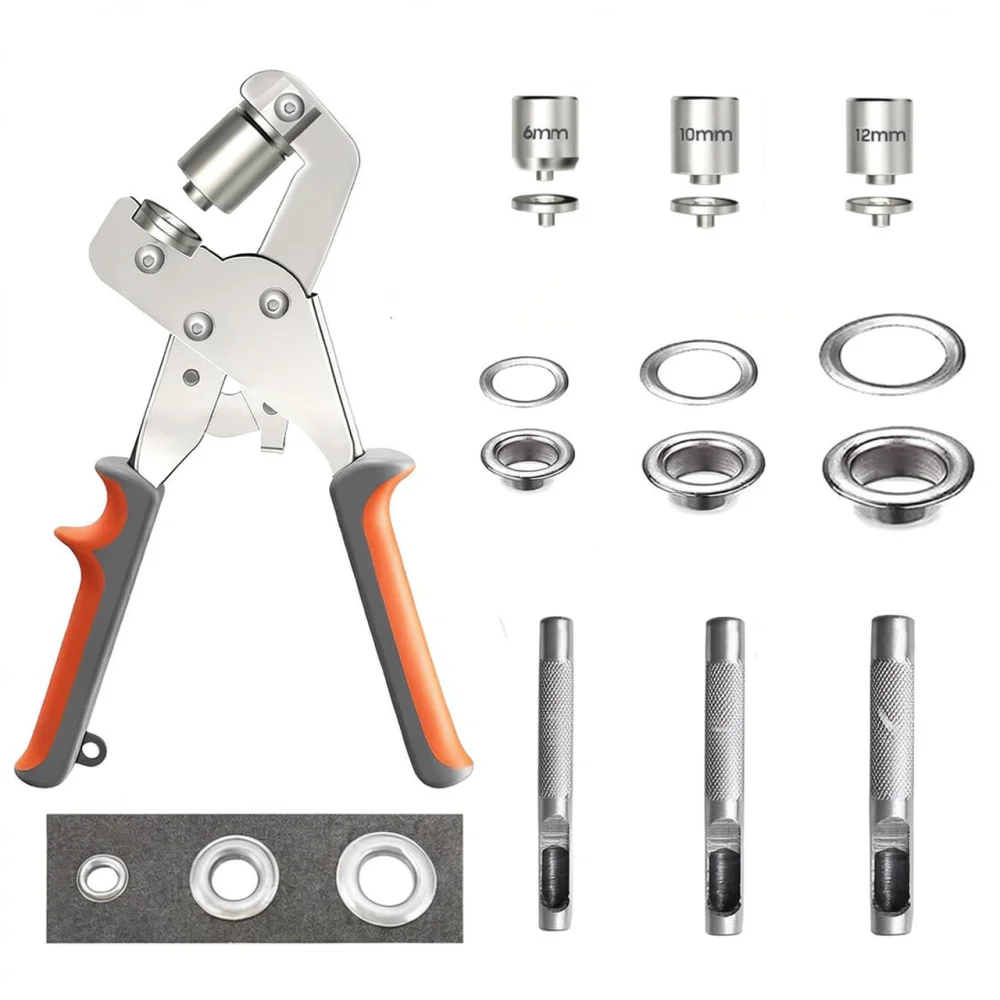 Professional Grommet Punch Tool Kit Manual Eyelet Installer Applicator For Jeans Jacket Curtain Bag Repair Hardware