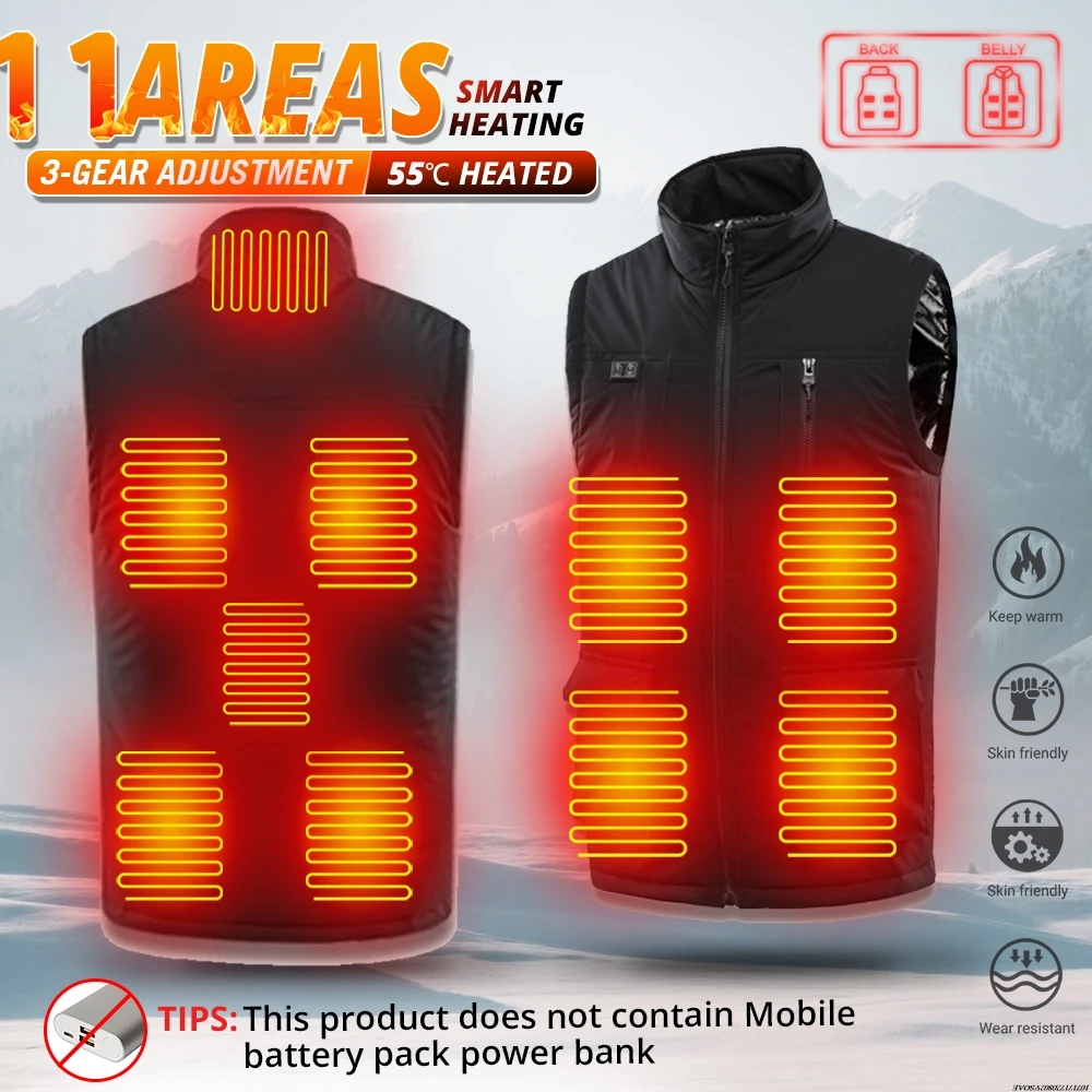 

Heating Vest Dual control 21Areas Heating Men Winter USB Electric Thermal Jacket Motorcycle Thermal Waistcoat For Sports Hiking