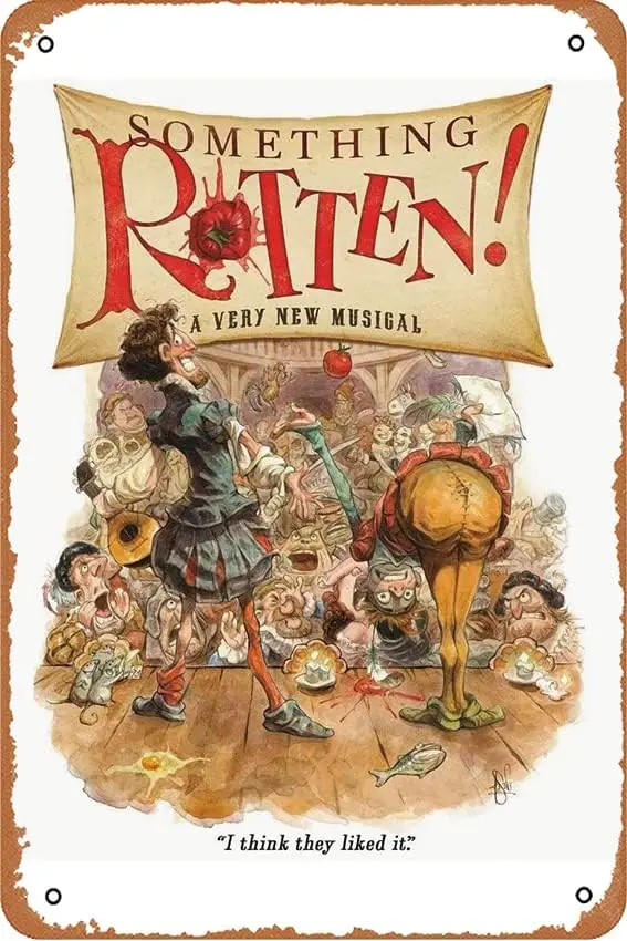 Something Rotten! The Musical Film Movie Poster Retro Metal Tin Sign Wall Home Wall Art Metal Tin Sign,cave,bar,Club, Metal Tin