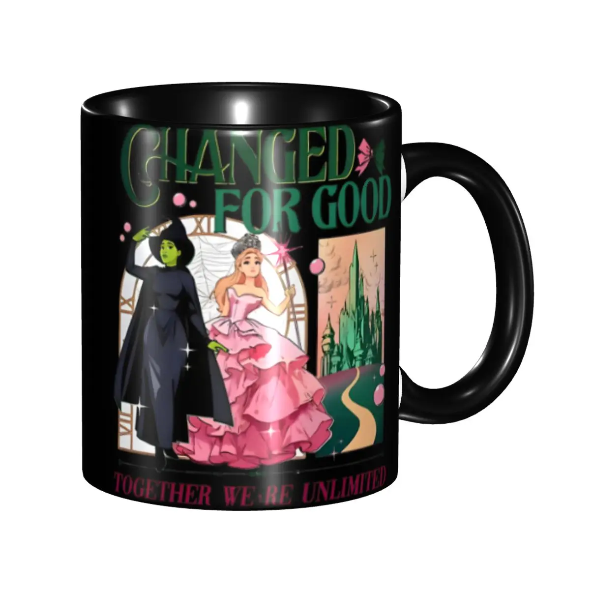 

Wicked Musical 2024 Coffee Mug Novelty Tea Cups Glinda and Elphaba Print Cups For Home