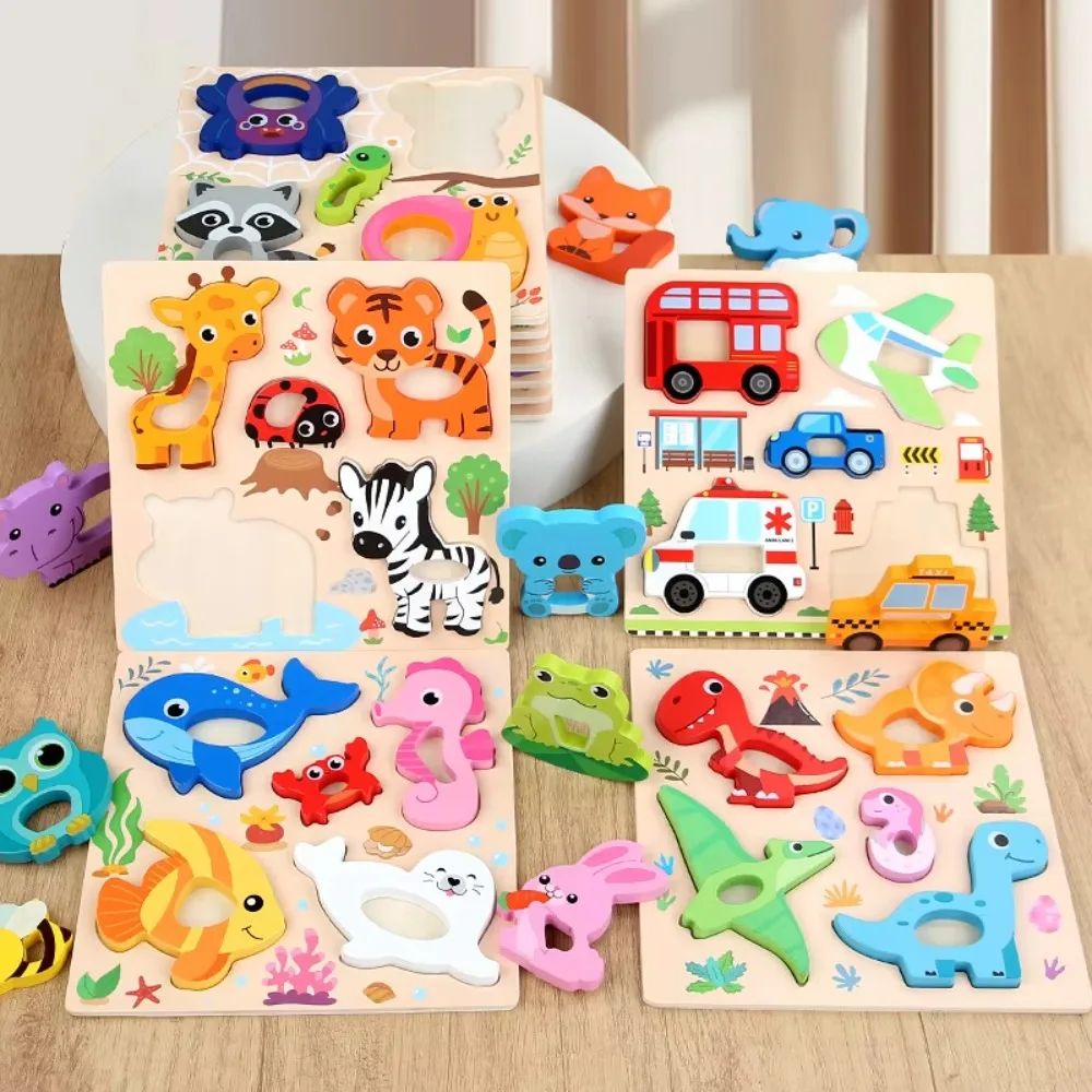 

3D Wooden Puzzles Safe Portable Intelligence Puzzle Toys Cute Animal Series Animals Cognitive Jigsaw Puzzle