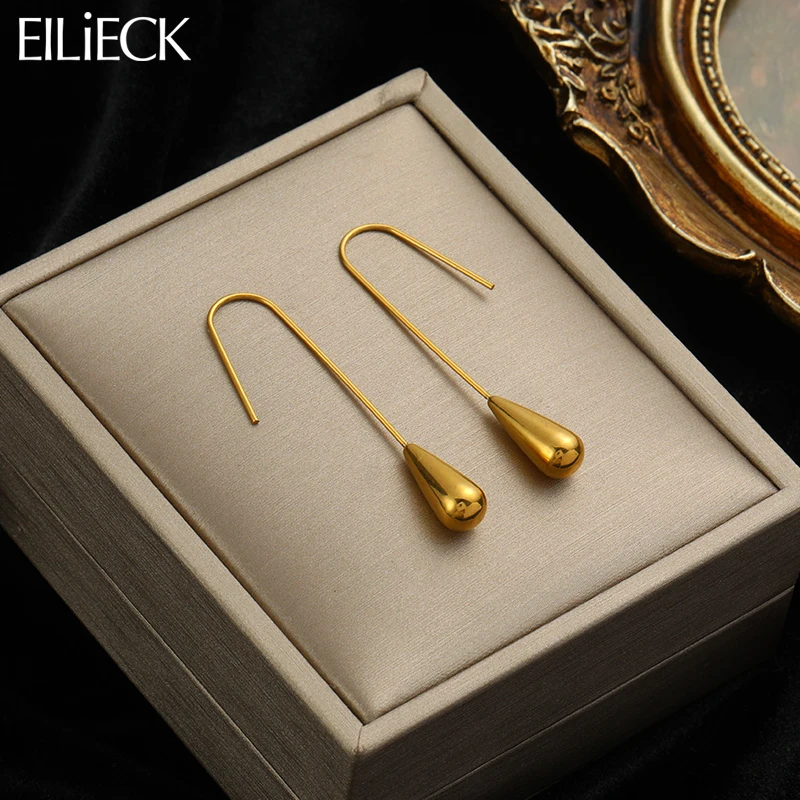 Eilieck 316l Edelstahl Wasser tropfen Form Ohrringe für Frauen neuen Trend Gold Farbe Mädchen Ohr haken Schmuck Geburtstags feier Geschenk