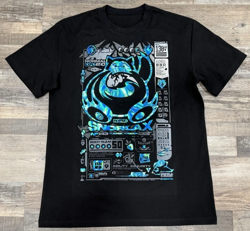 novo-neo4ic-pokemon-snorlax-preto-holografico-camiseta-moda-masculina-solta-verao-rua-esportes-quadrinhos-manga-curta-feminino