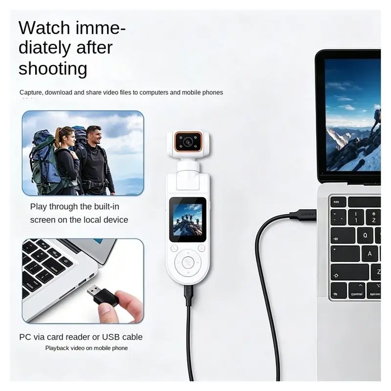 HFES Mini Pocket 4K Action Camera 360° Rotatable Lens 130° Wide Angle Night Vision Video For Sports Vlog Meeting