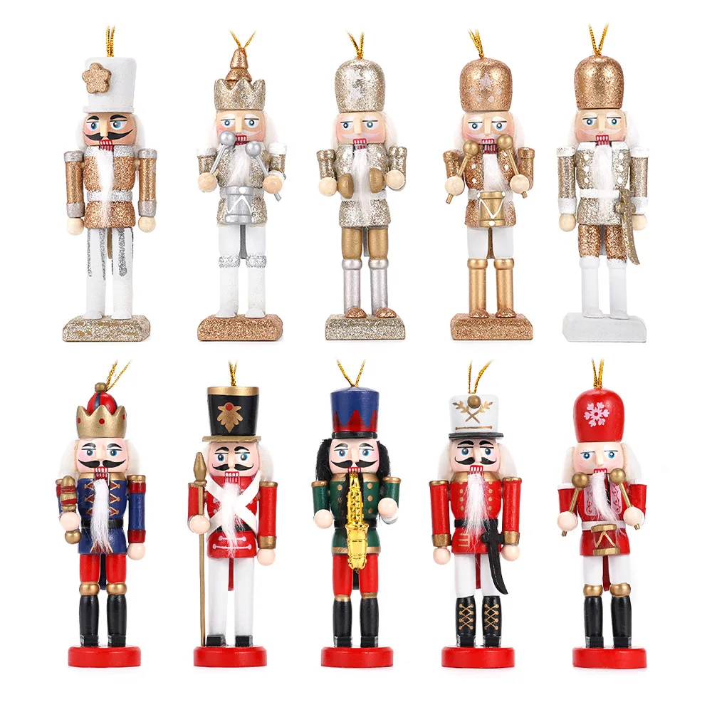2025 New Christmas Nutcracker Army Set 12cm Wooden Soldier Dolls for Xmas Tree Holiday Home Office Table Decorations Gift Friend