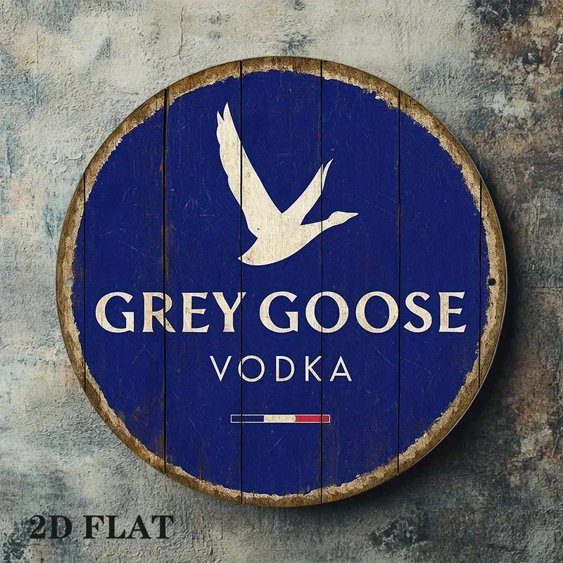 2D Flat  Round Vintage French Aluminum Sign | 