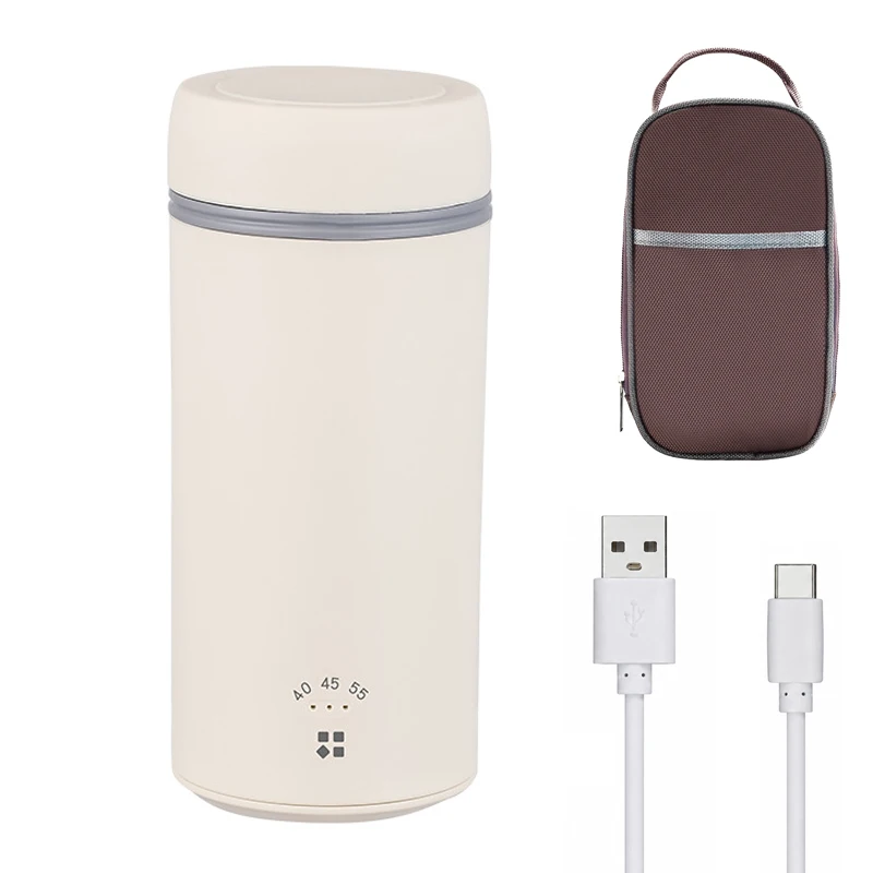 40℃ 45℃ 55℃ USB Electric Heated Water Cup Leak-proof Outdoor Office Coffee Milk Heater 3 Gear Thermostat Heating Bottle 260ML