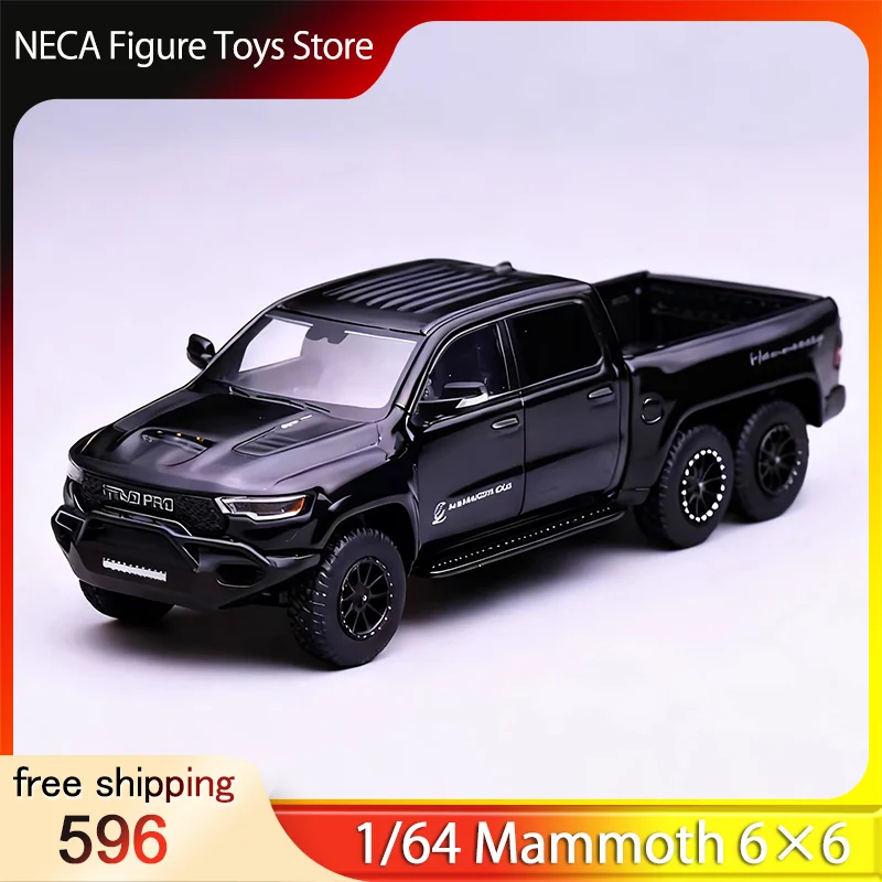 

596 1:64 Scale 6x6 Off-Road Pickup Truck Diecast Model, Alloy Collectible Toy Car, Simulation Vehicle Gift for Kids & Collectors