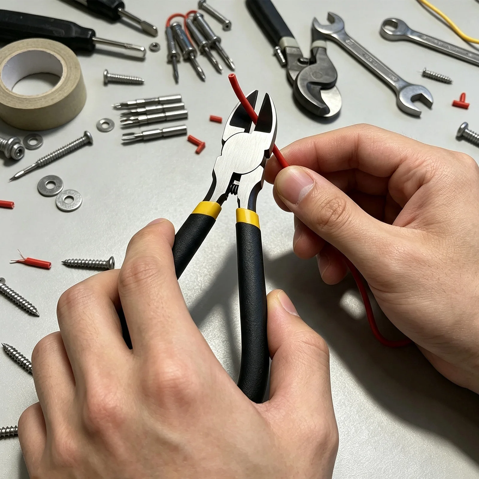 Flush Cutting Wire Cutter Pliers, Alloy Steel Diagonal Side Cutter, Spring - Loaded Precision Pliers for Electronics DIY