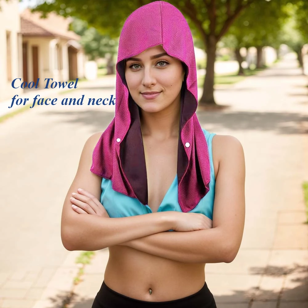 Summer U-Shaped Cooling Hoodie Towel - Quick Dry Towel Sun Protection for Beach Camping & Gym Versatile Sports Headband