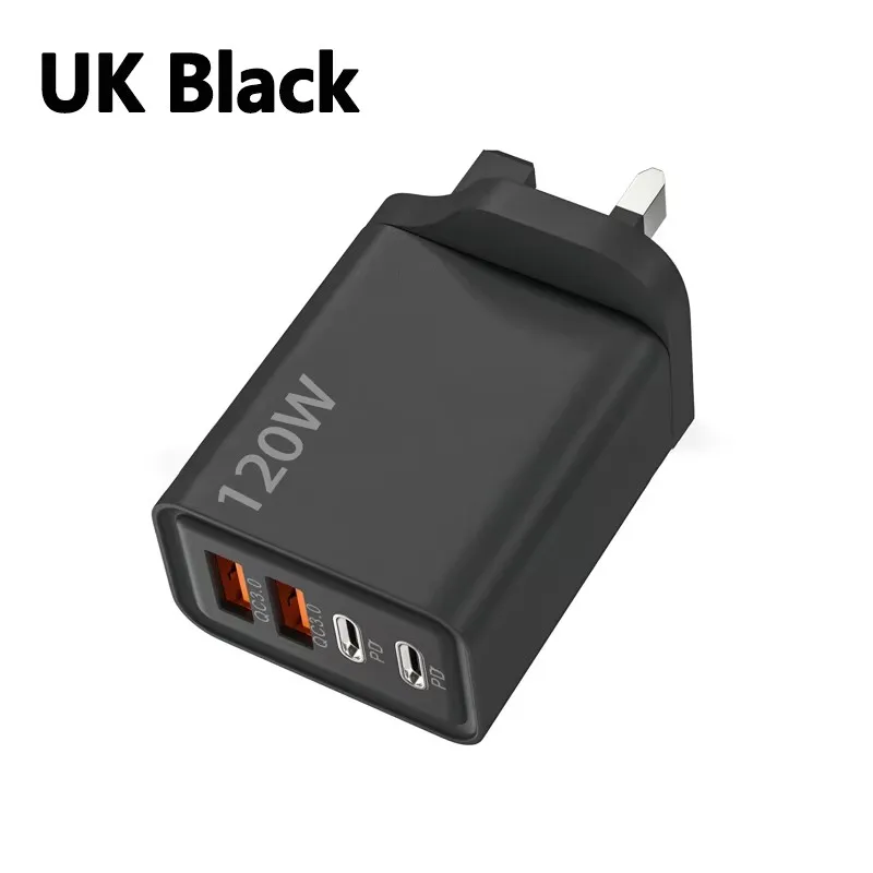 4-Port 120W Ladegerät Quick Charge 3.0 USB-C PD Typ-C USB Telefonladegeräte Schnellladegerät für iPhone Samsung Xiaomi Huawei