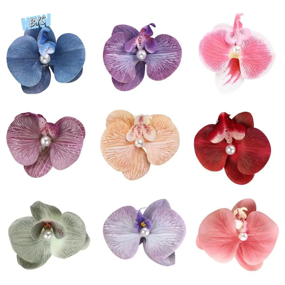 

Cloth Flower Hair Clip Butterfly Orchid Korean Style Orchid Flower Hairpin Pearl Seaside Vacation Headwear Girl Hair Clip Beach
