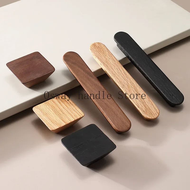 Walnut Wooden Furniture Handle Drawer Knobs Kitchen Cabinets Pulls Cabinets and Drawers Dresser Knobs / Black Shoe Cabinets