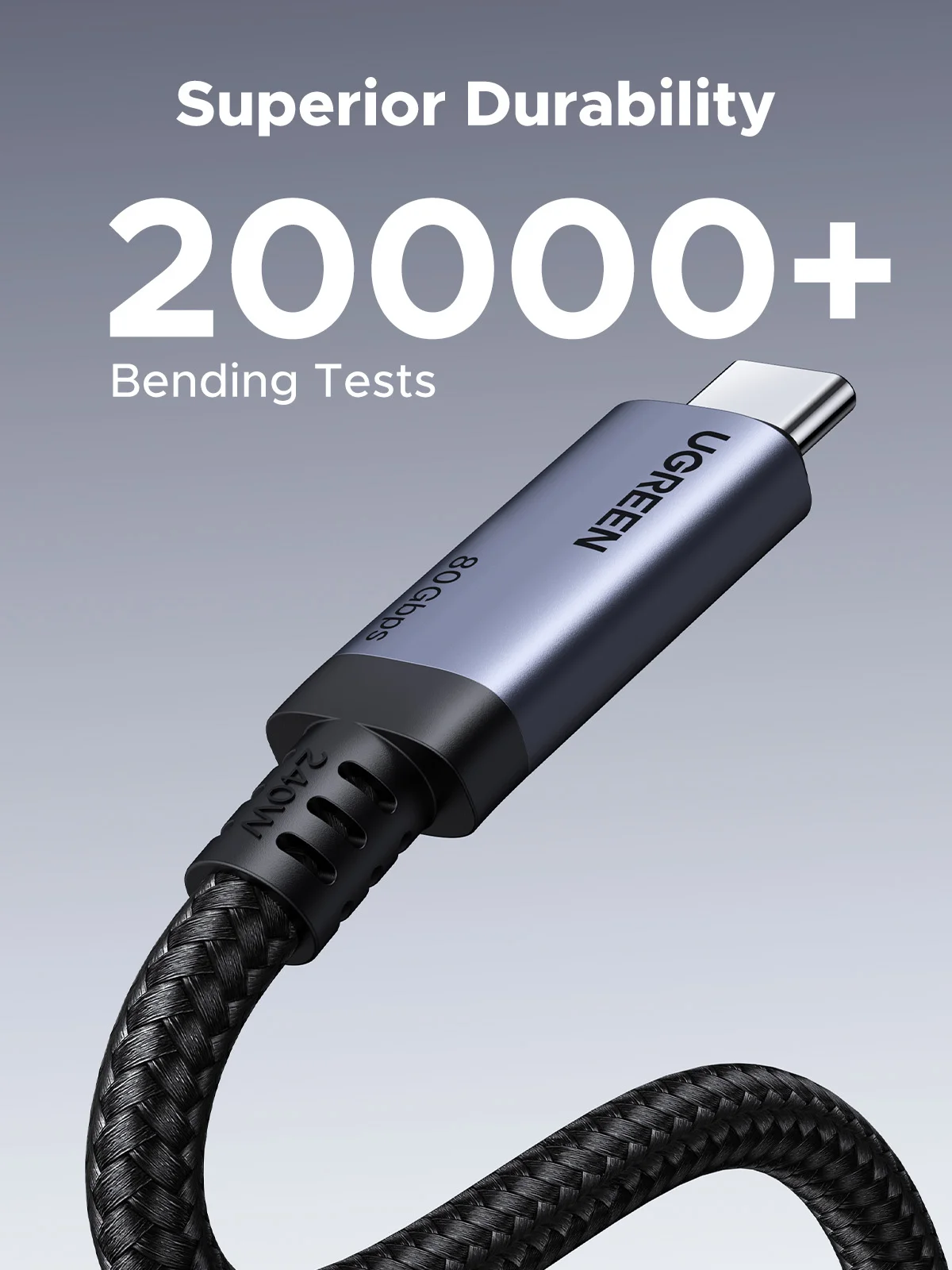 UGREEN USB-C auf USB-C 240 W max. Schnelllade-Datenkabel – USB4 GEN4 80 Gbit/s, geflochtenes Aluminium für Laptop, PC und Büro