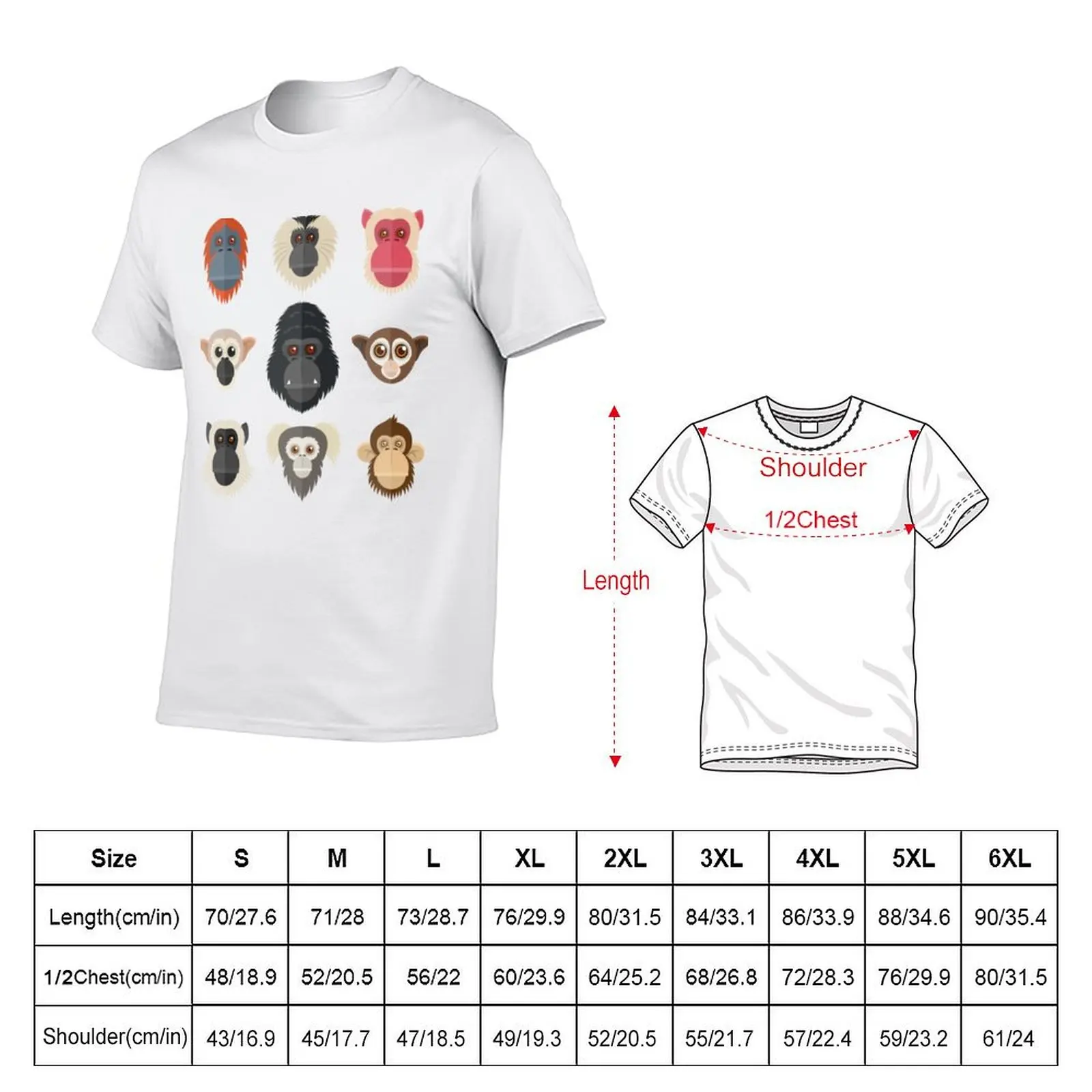 Monkey Chimpanzee Gorilla Spider Monkey Squirrel Monkey T-Shirt Non-Shrink Basic Cotton T-Shirt
