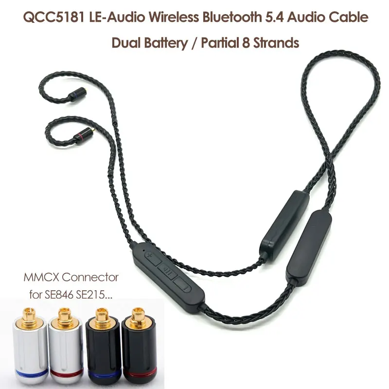 Qualcomm QCC5181 Bluetooth 5.4 HIFI Monitoring LDAC Wireless LE-Audio Live Outdoor Sports Halterneck MMCX Headphone Cable w Mic