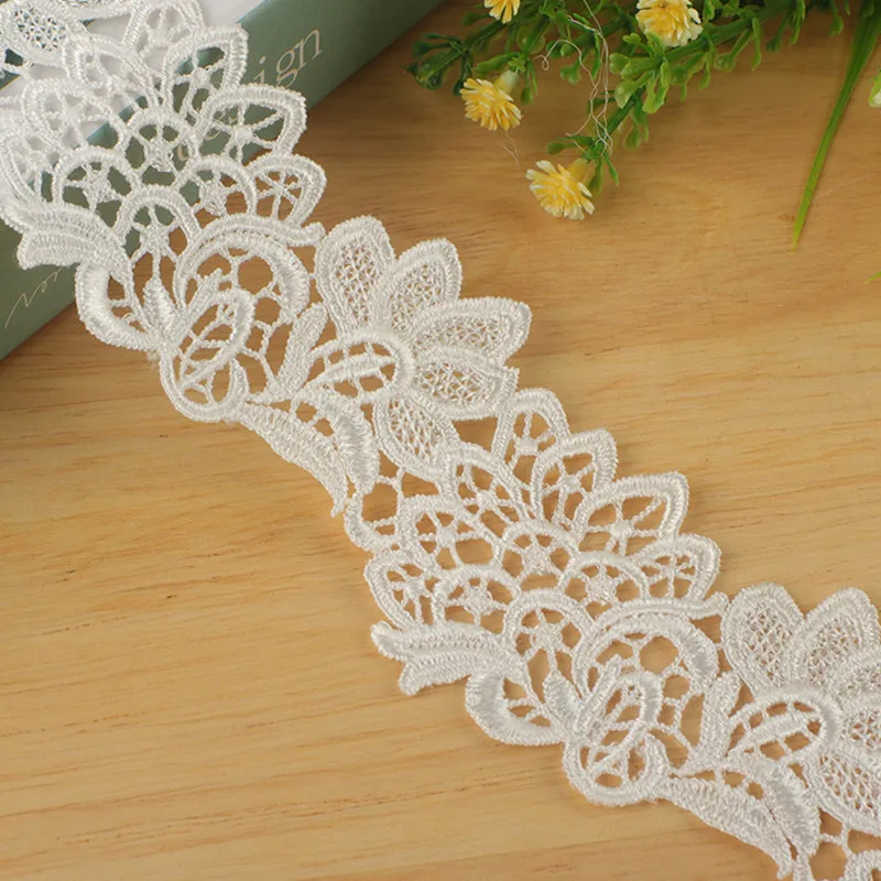 

White Embroidery Hollow Water Soluble Lace Fabrics DIY Underwear Lolita Curtain Wedding Clothing Sewing Accessories