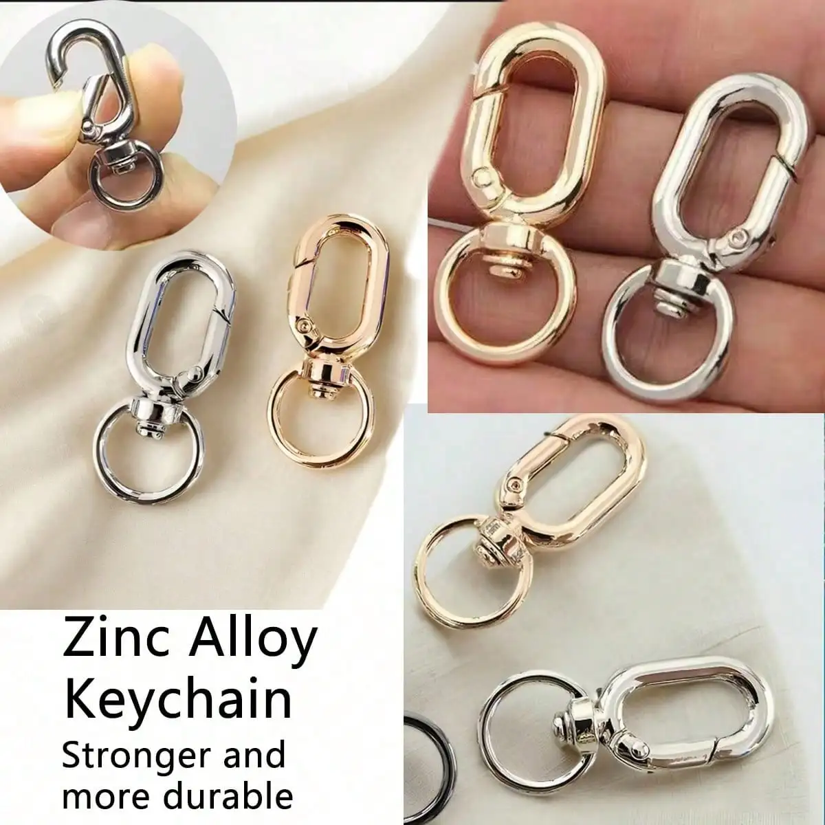3/5/10 pièces en alliage de Zinc avec anneau à ressort d'oreille porte-clés en forme d'anneau ouvert en métal-accessoires pour bijoux à bricoler soi-même, porte-clés et breloques de sac