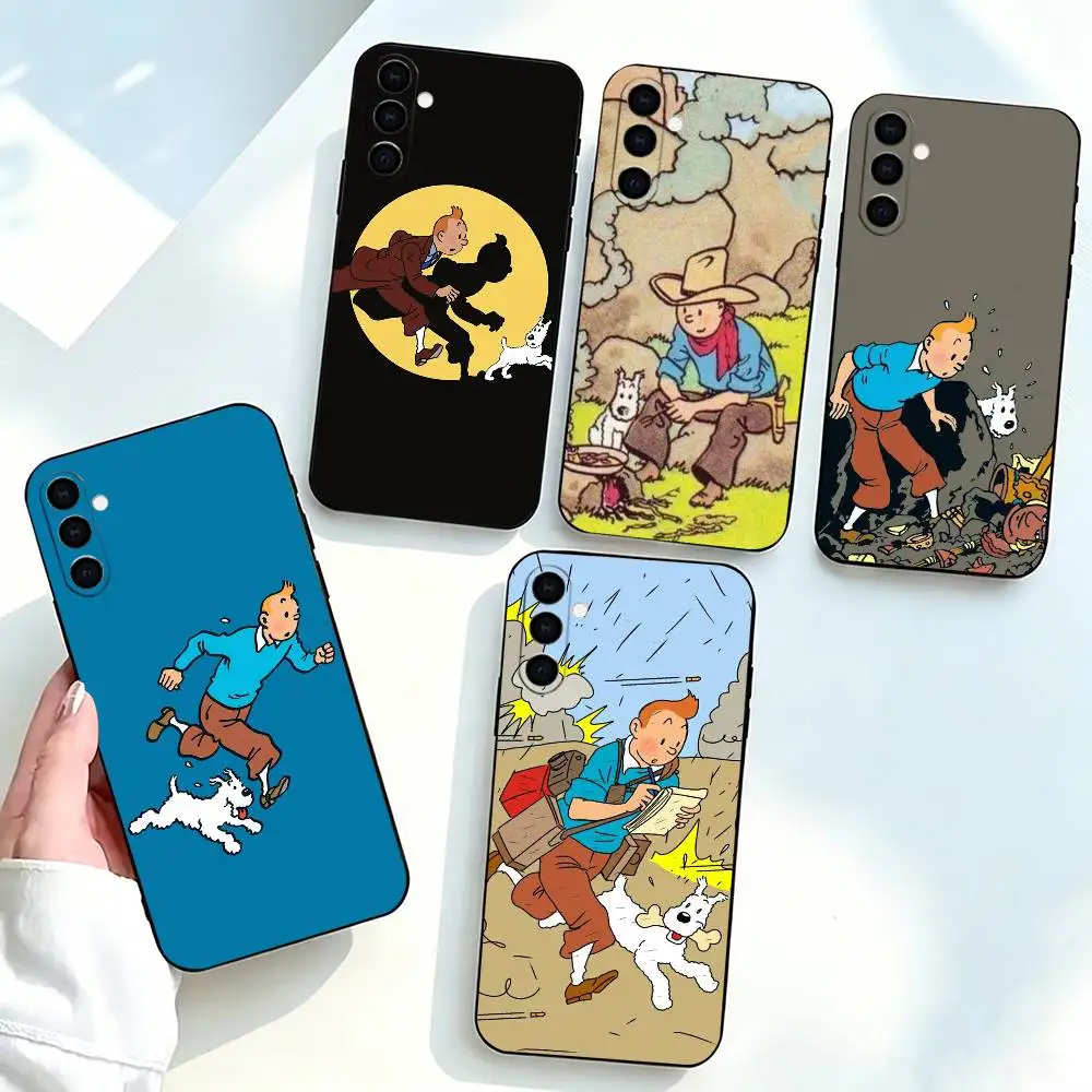 Dog The-e Adventures of-f Tintin Phone Case For Samsung Galaxy A73,A72,A71,A70,A53,A52,A51,Others Soft Black Cover
