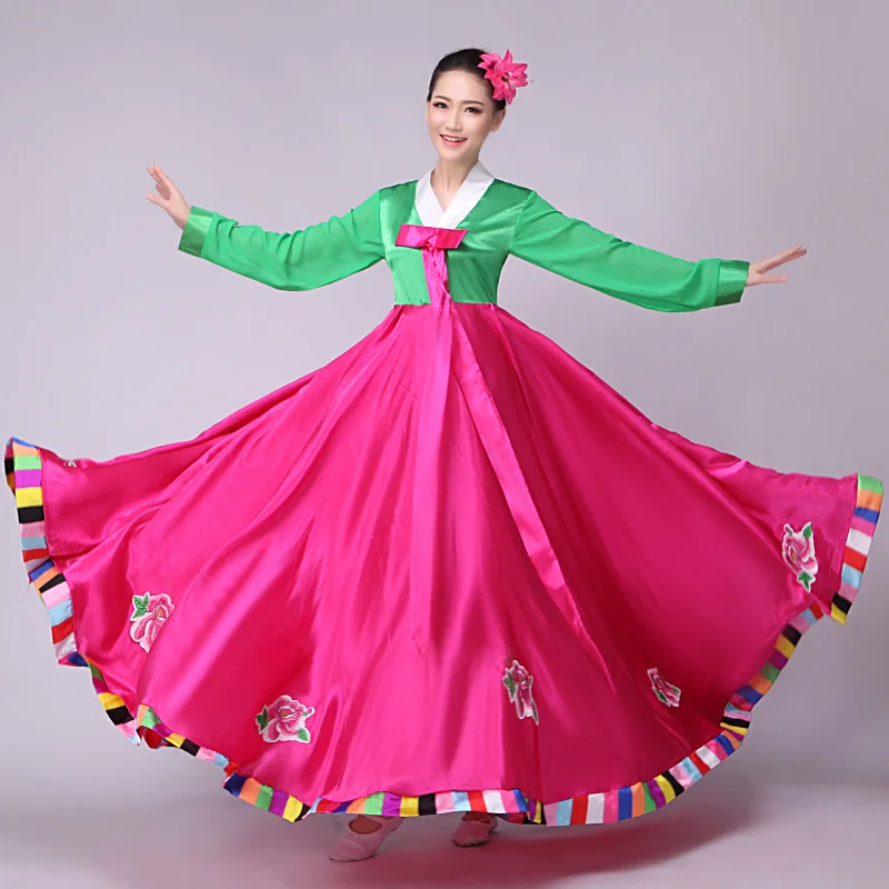 

Традиционная корейская одежда Hanbok платье дворцовый костюм национальный танец Ретро длинный халат старинное азиатское корейское Дворцовое платье Hanbok