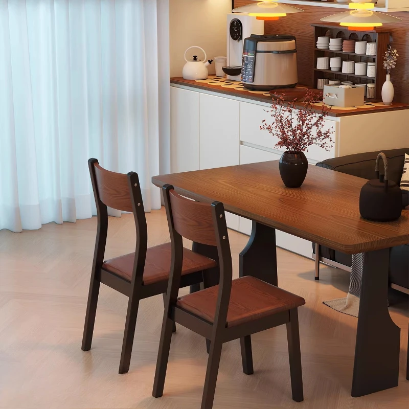 

Solid Wood Dining Chair, Modern Kitchen Side Chair with Backrest, Retro Desk Chair for Living Room