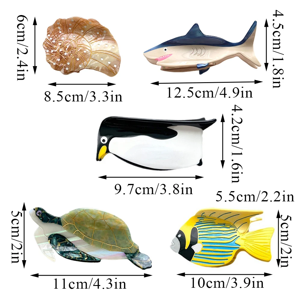 

Модная женская заколка для волос Ocean Series, зажим для волос оверсайз, новинка, мультяшный головной убор, новый стиль, креативные заколки для волос с уксусной кислотой и большой акулой