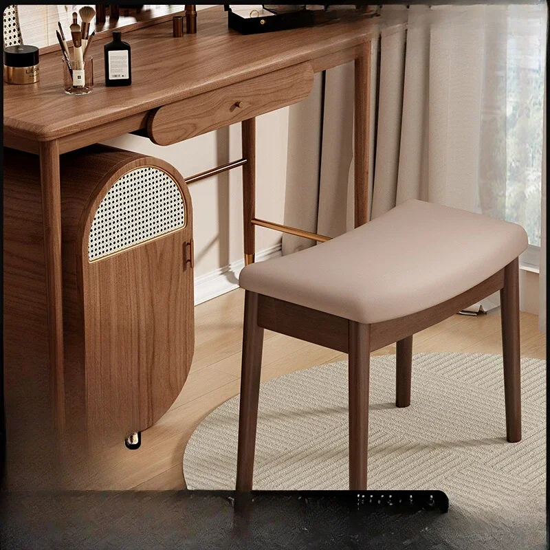 

Solid wood stool household makeup stool girls bedroom dresser chair modern simple Internet celebrity makeup chair saddle stool
