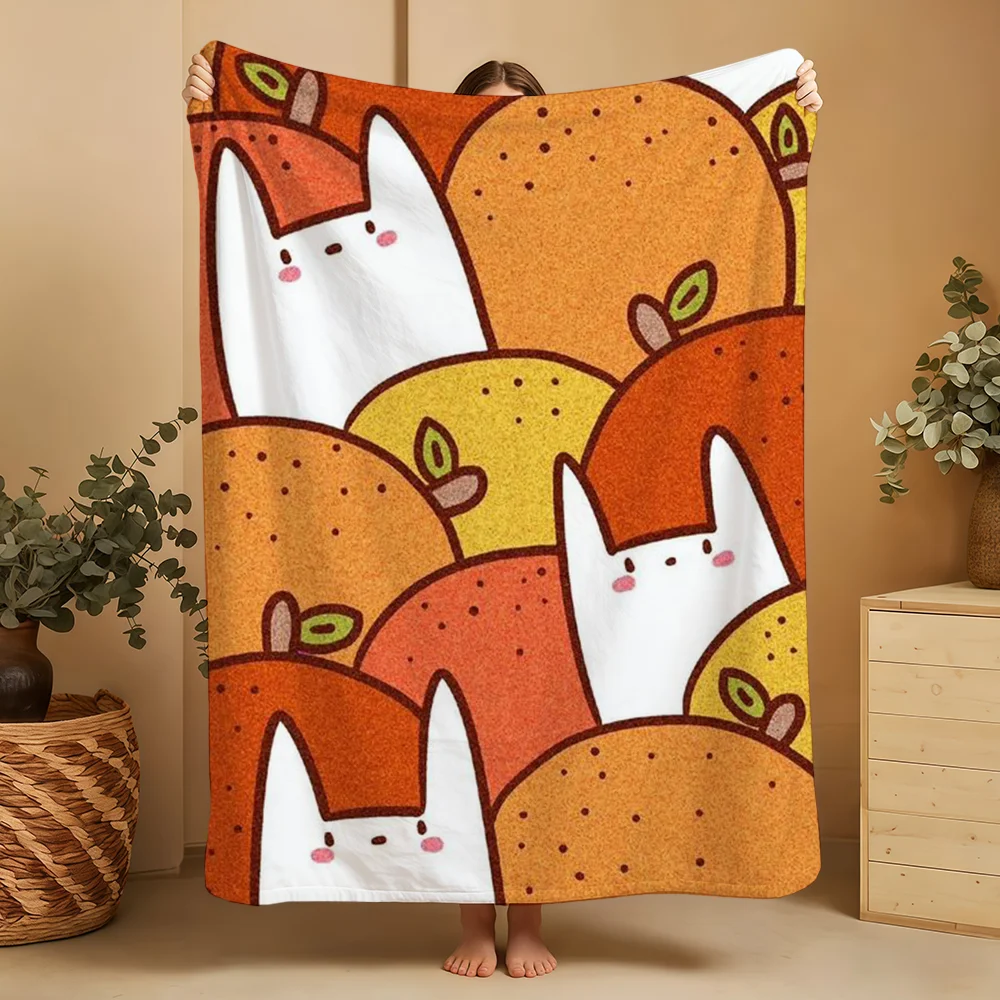 Cartoon Cute Fruit Blanket Printed Flannel Soft Warm Cozy Season Nap Bed Sofa Travel Camping Gift Adults Kids