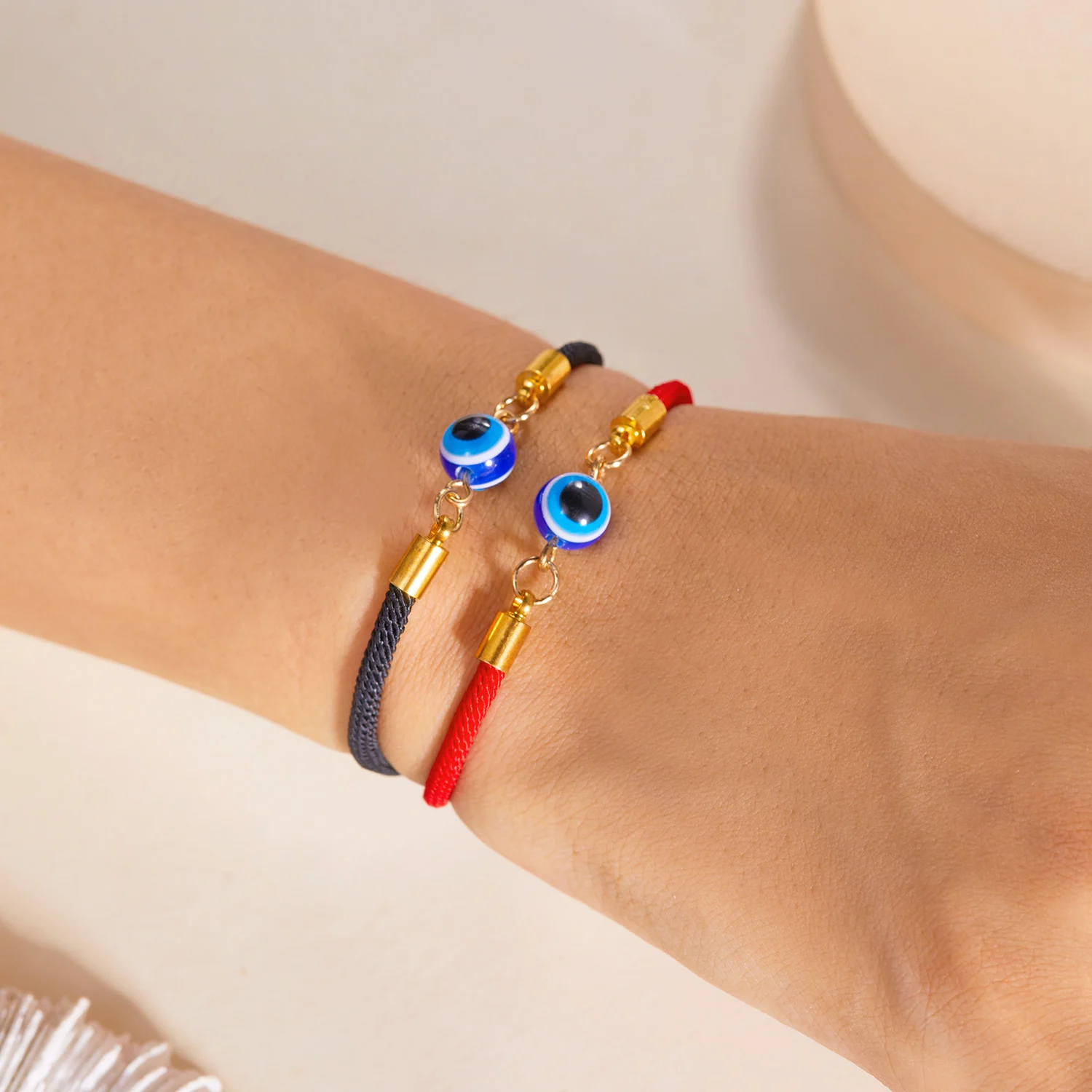 Einfaches türkisches blaues Evil Eye 7-Knoten-geflochtenes Armband für Damen und Herren, glückliches rotes Seil, handgefertigtes Armband, Ästhetik, Party-Schmuck – Detail 1
