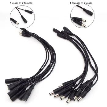 20pcs 1 DC Power male female to 2 way male female Splitter connector adapter Cable 5.5mmx2.1mm Plug extension for strip light