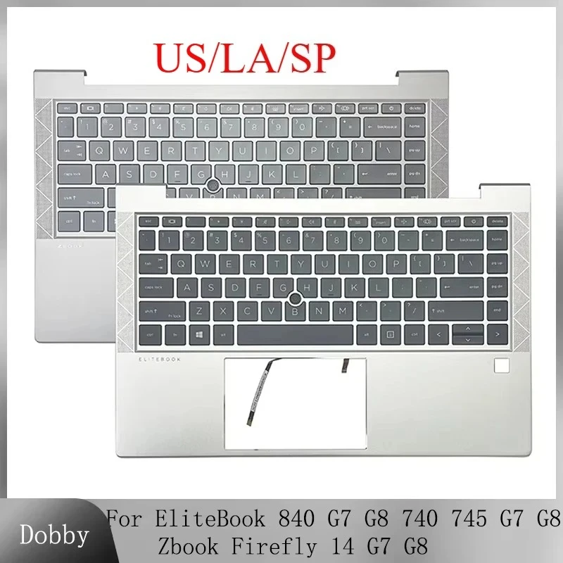 

New US SP LA Keyboard For EliteBook 840 G7 G8 Zbook Firefly 14 G7 G8 Lapotp Palmrest Top Cover Upper Case Backlight Keyboard