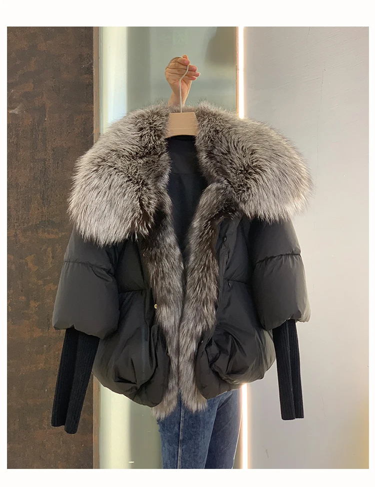 2026 Winter Real Fox Fur Collar White Duck Down Padded Down Jacket Regular Fashion Warm Big Fur Collar Women's Coat