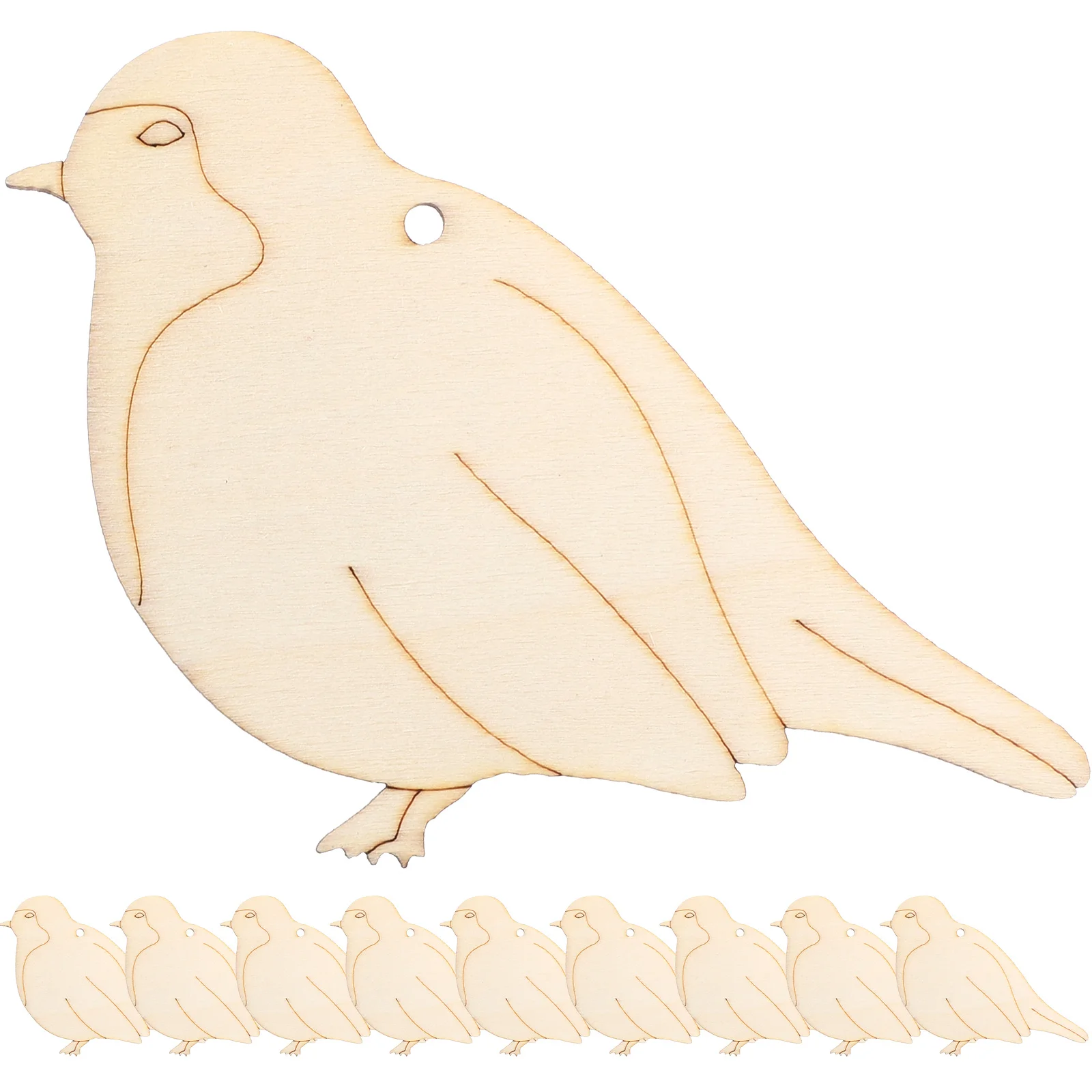 

10Pcs Christmas Wooden Hanging Tags Bird Design with Hemp Rope for Tree Home Garden Yard Christmas Pendant Decoration