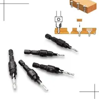 5pcs Countersink Drill Woodworking Drill Bit Set Drilling Pilot Holes For Screw Sizes #5 #6 #8 #10 #12 With a Wrench Tools