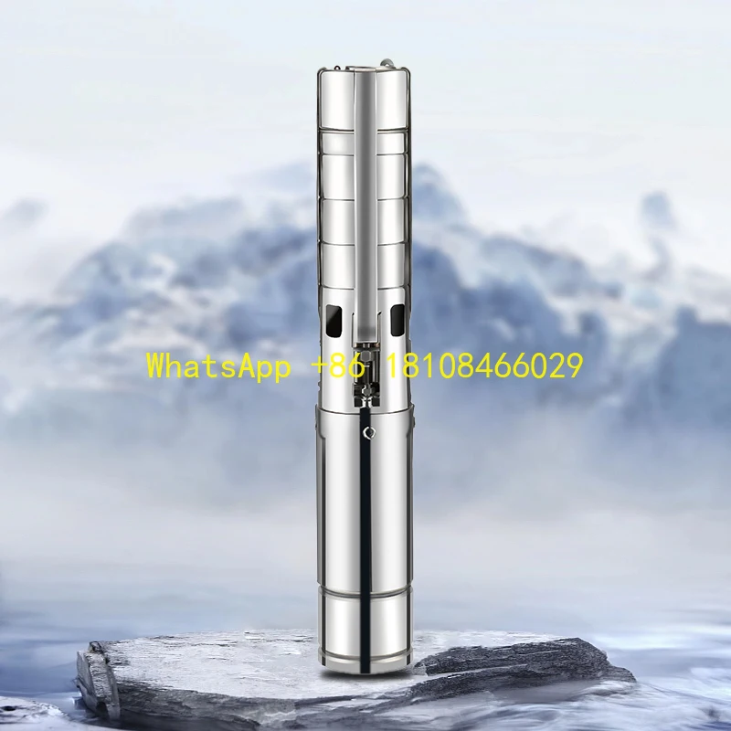 

Погружной водяной насос для глубокой скважины для ирригацииC, индивидуальный 4000 Вт, 5,5 л.с., максимальная головка, 105 м, крыльчатки из нержавеющей стали, гибридные AC/DC