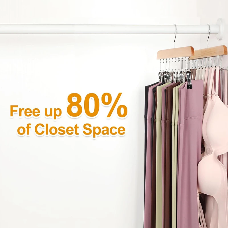 10 مشابك لتنظيم الساق للخزانة، منظم شماعات الضيق الخشبي لتوفير المساحة، شماعة متعددة المشبك لأوشحة السراويل #5